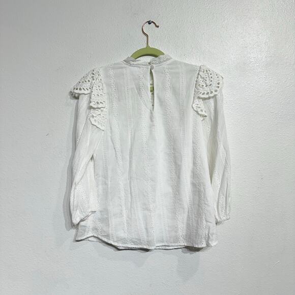 AEOM White Eyelet Lace Blouse Sz S - Picture 8 of 10